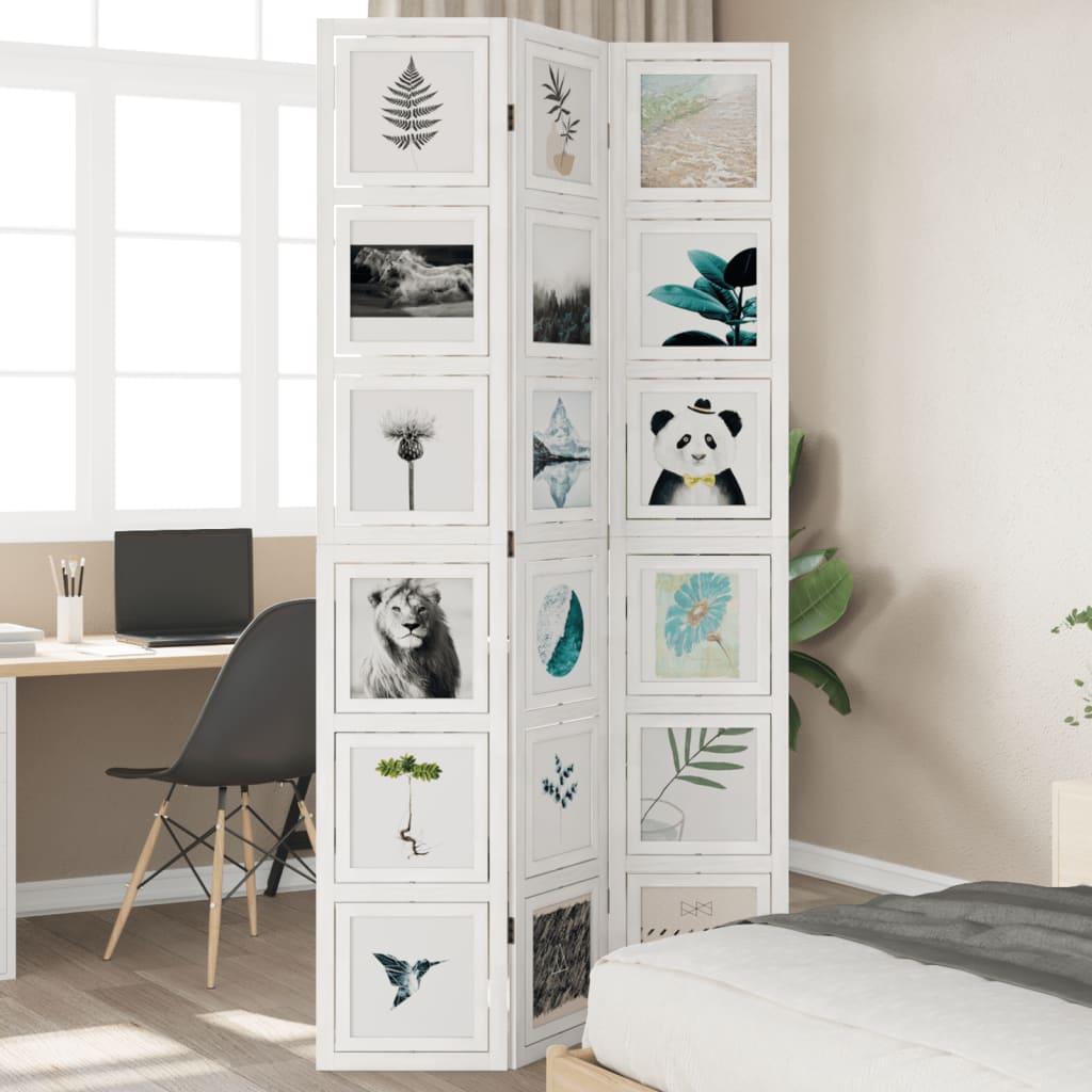 Rumdeler 3 paneler massivt kejsertræ hvid