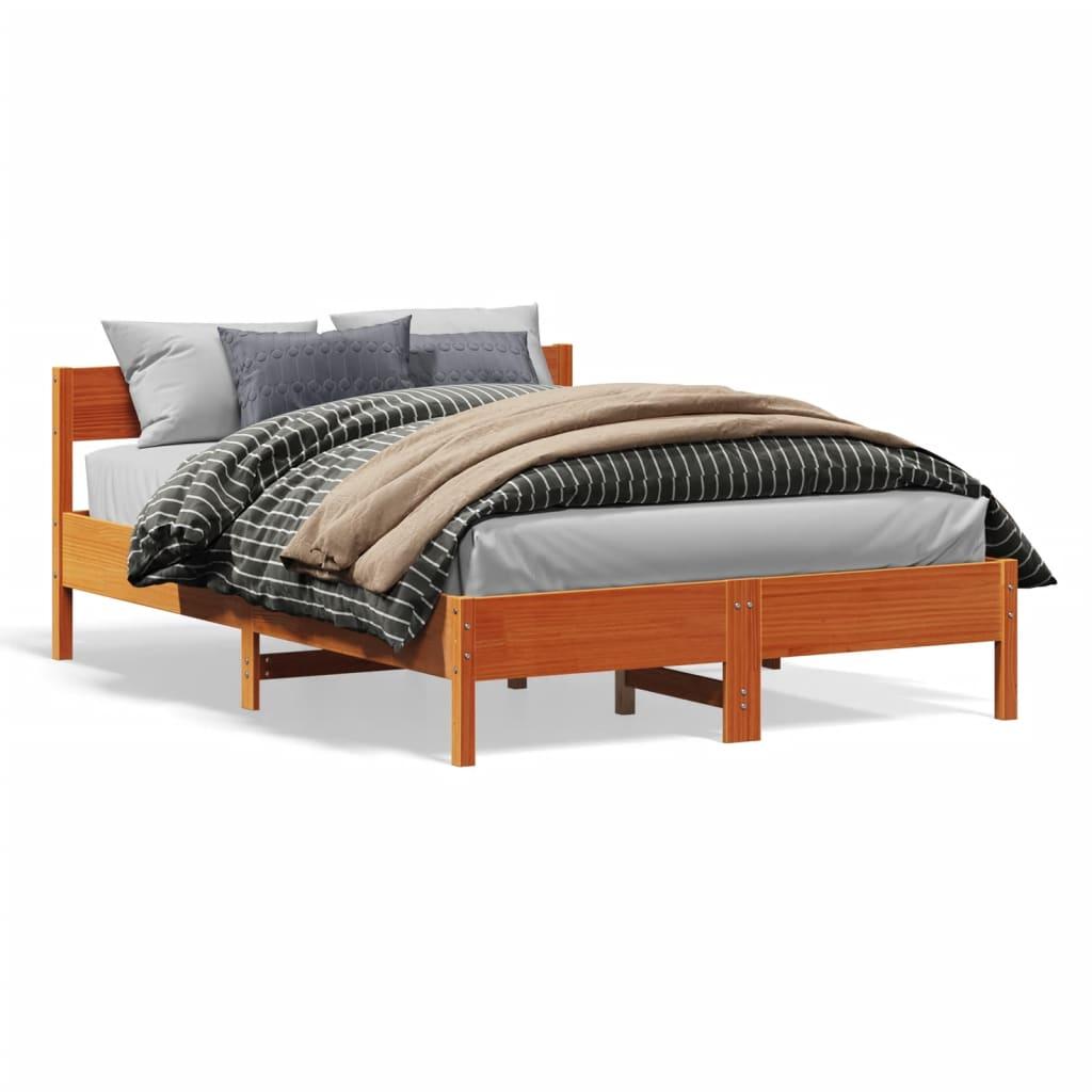 Sengeramme uden madras 150x200 cm massivt fyrretræ gyldenbrun