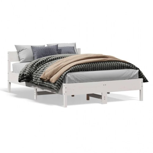 Sengeramme uden madras 120 x 190 cm i massivt fyrretræ - hvid