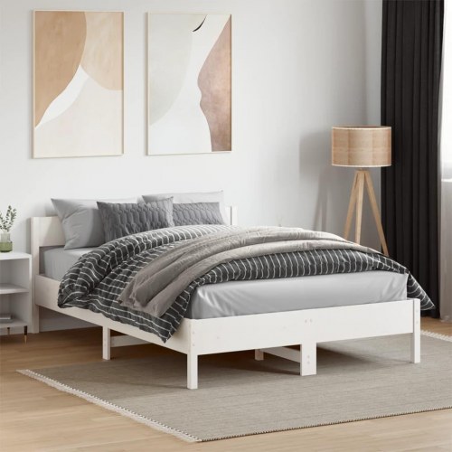 Sengeramme uden madras 120 x 190 cm i massivt fyrretræ - hvid