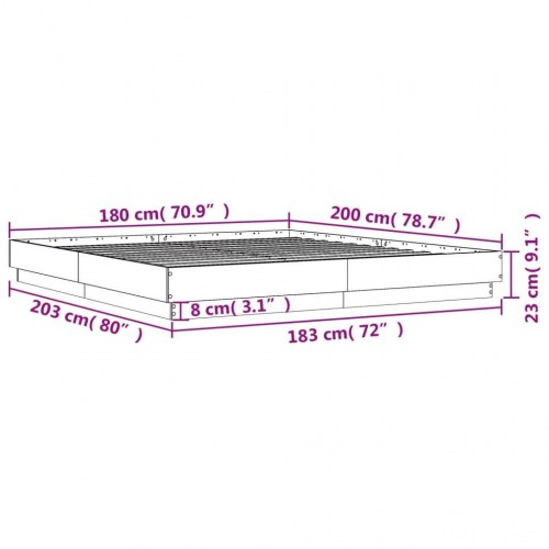 Sengestel 180 x 200 cm med lameller - sonoma-eg