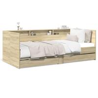 Daybed med skuffer 90x190 cm konstrueret træ sonoma-eg