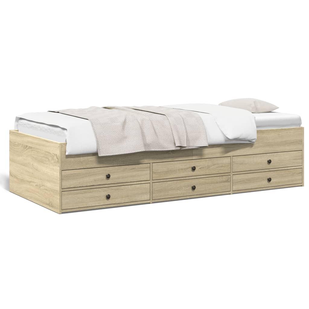 Daybed med skuffer uden madras 90x190 cm sonoma-eg