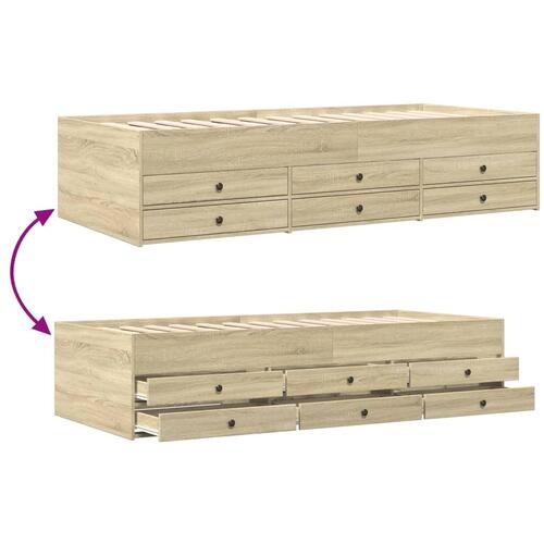 Daybed med skuffer uden madras 90x190 cm sonoma-eg
