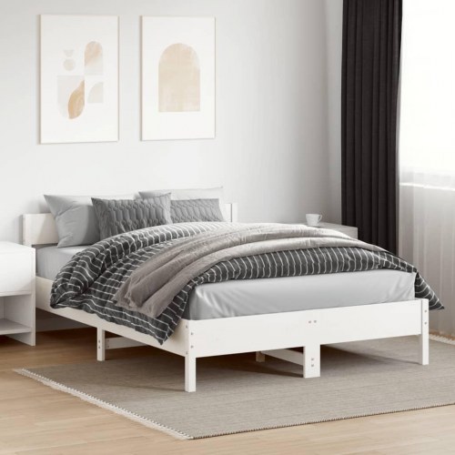 Sengeramme uden madras i massivt fyrretræ 150 x 200 cm - hvid