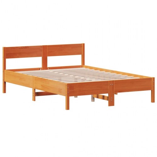Sengeramme uden madras 140 x 200 cm i massivt fyrretræ - gyldenbrun