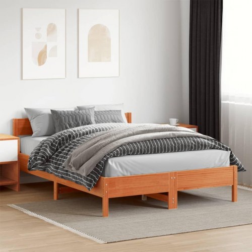 Sengeramme uden madras 140 x 200 cm i massivt fyrretræ - gyldenbrun