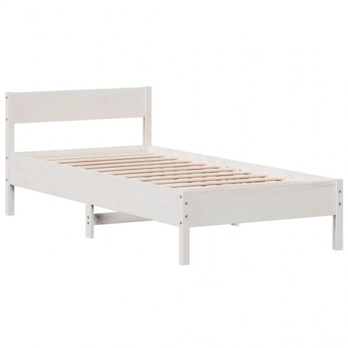 Sengeramme 90 x 190 cm i massivt fyrretræ - hvid