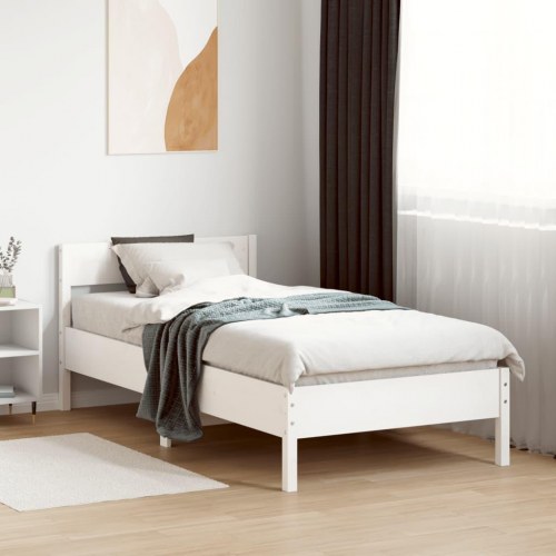 Sengeramme 90 x 190 cm i massivt fyrretræ - hvid