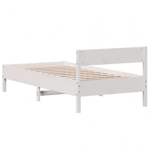 Sengeramme 90 x 190 cm i massivt fyrretræ - hvid