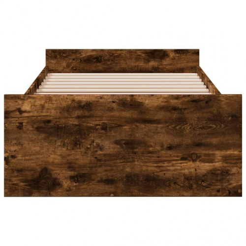Sengeramme med 2 skuffer 100 x 200 cm - røget eg
