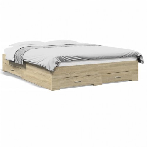 Sengeramme med 4 skuffer 150 x 200 cm - sonoma-eg