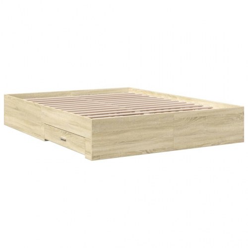 Sengeramme med 4 skuffer 150 x 200 cm - sonoma-eg