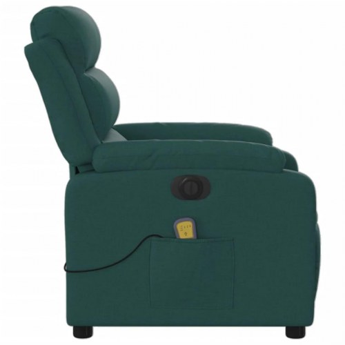 Massagestol med elektrisk lænefunktion i stof - mørkegrøn