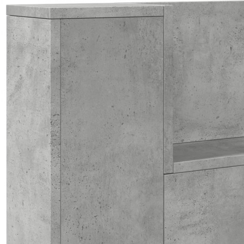 Sengegavl med opbevaring og LED-lys 220 x 16,5 x 103,5 cm - betongrå