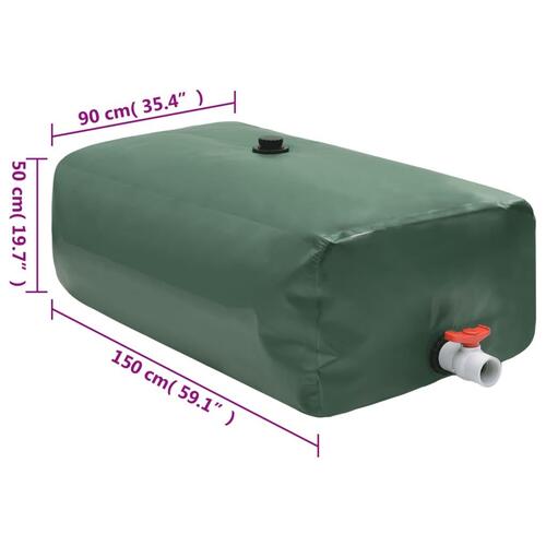 Vandtank med hane sammenfoldelig 670 l PVC