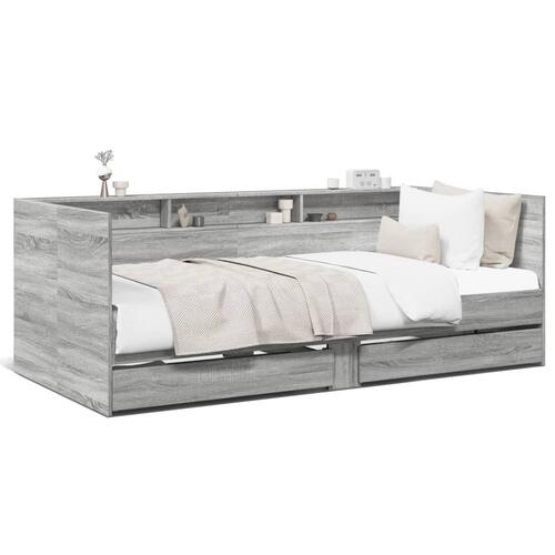 Daybed med skuffer uden madras 90x190 cm grå sonoma-eg