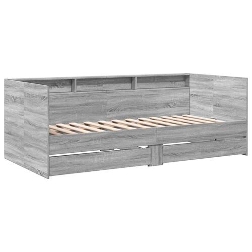 Daybed med skuffer uden madras 90x190 cm grå sonoma-eg