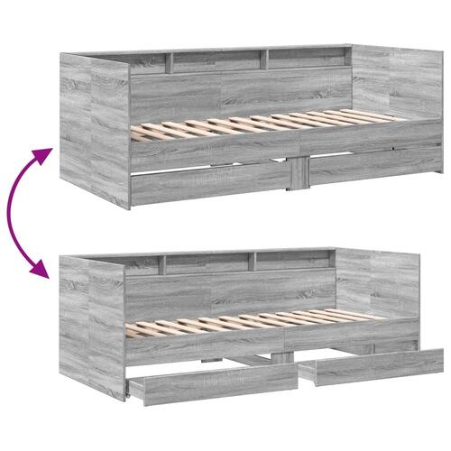 Daybed med skuffer uden madras 90x190 cm grå sonoma-eg