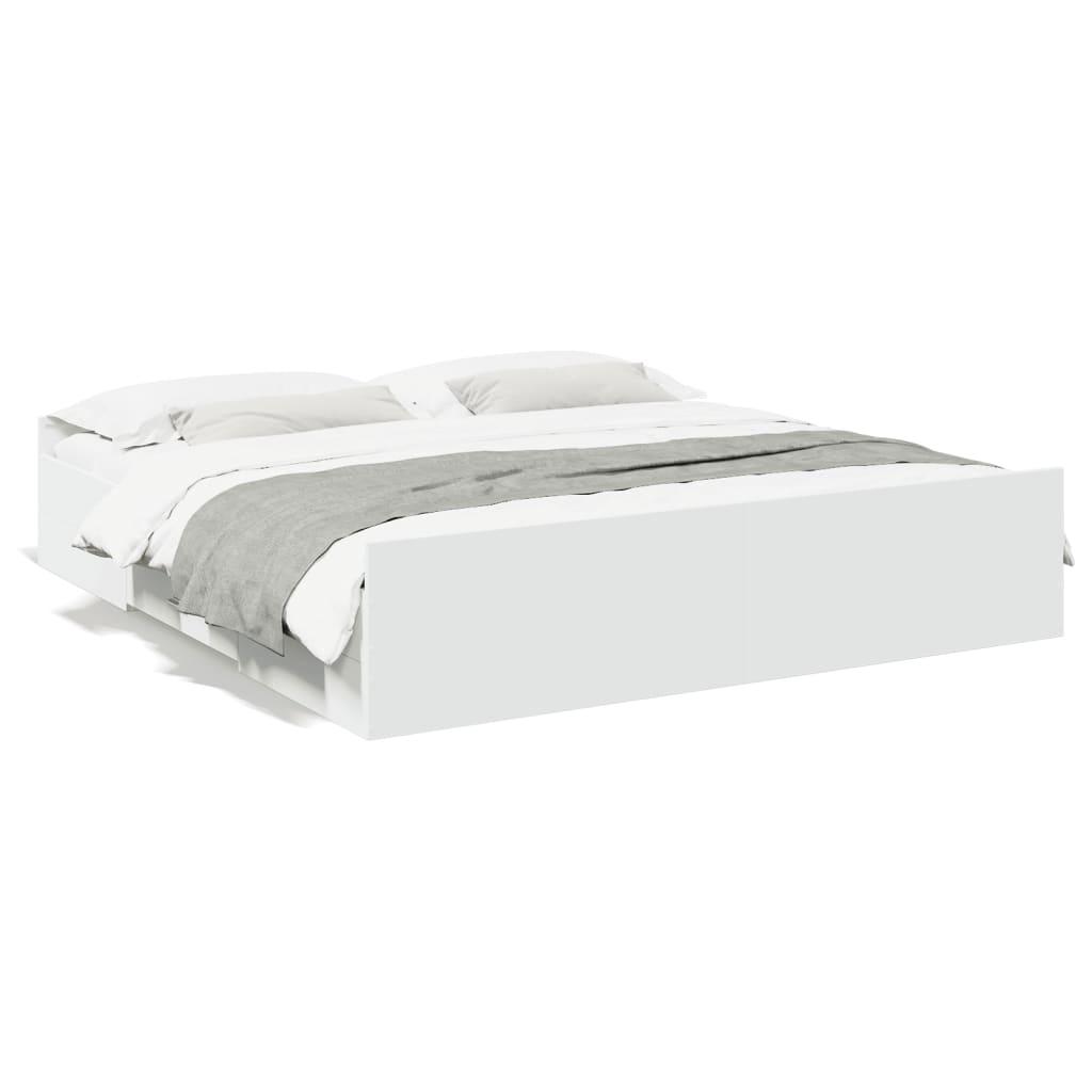 vidaXL sengeramme med skuffer 200x200 cm konstrueret træ hvid