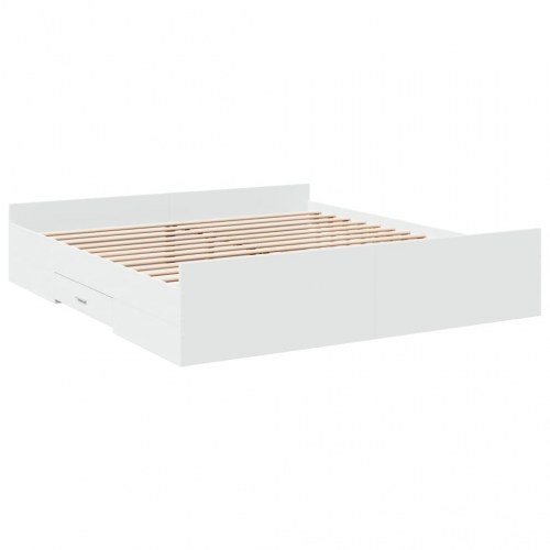 Sengeramme med skuffer 200 x 200 cm - hvid