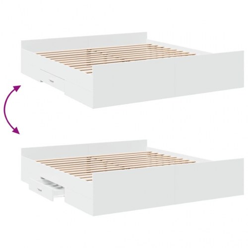 Sengeramme med skuffer 200 x 200 cm - hvid