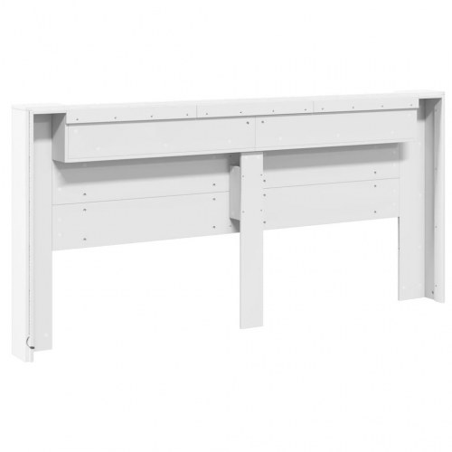 Sengegavl med opbevaring og LED-lys - hvid, 220 x 16,5 x 103,5 cm