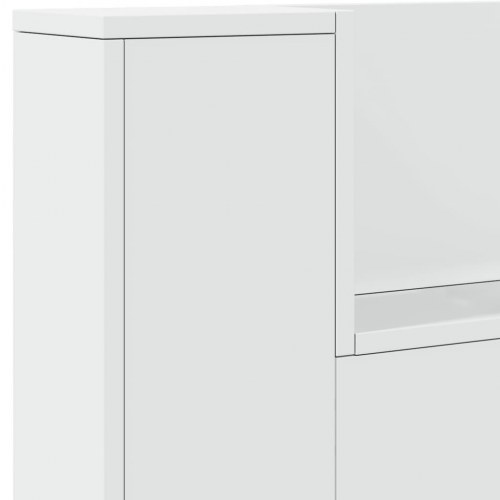 Sengegavl med opbevaring og LED-lys - hvid, 220 x 16,5 x 103,5 cm