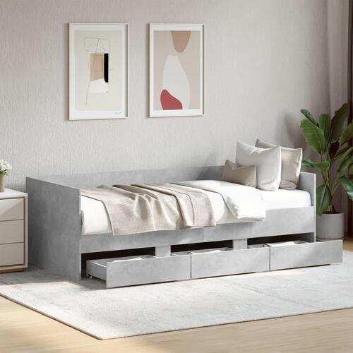 Daybed med skuffer uden madras 90x190 cm betongrå