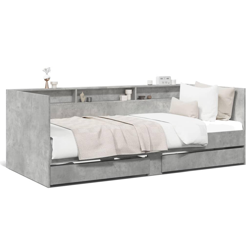 Daybed med skuffer uden madras 90x190 cm betongrå