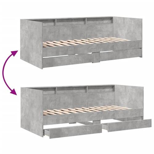 Daybed med skuffer uden madras 90x190 cm betongrå