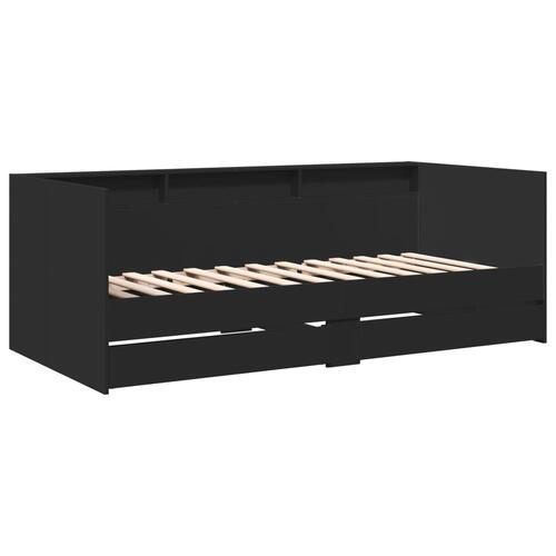 Daybed med skuffer uden madras 90x190 cm sort