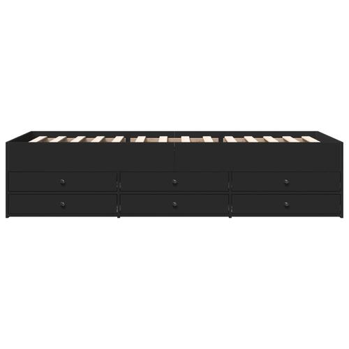 Daybed med skuffer 90x190 cm konstrueret træ sort