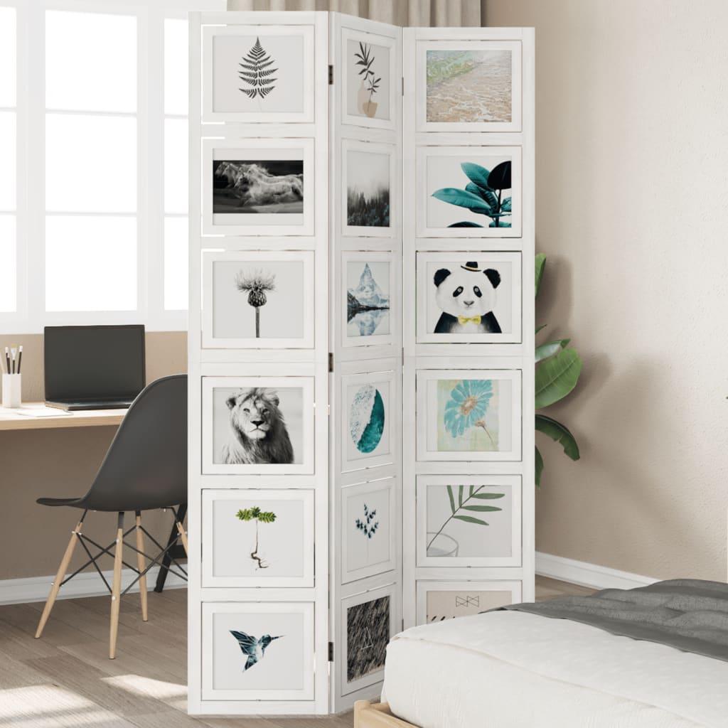 Rumdeler 3 paneler massivt kejsertræ hvid