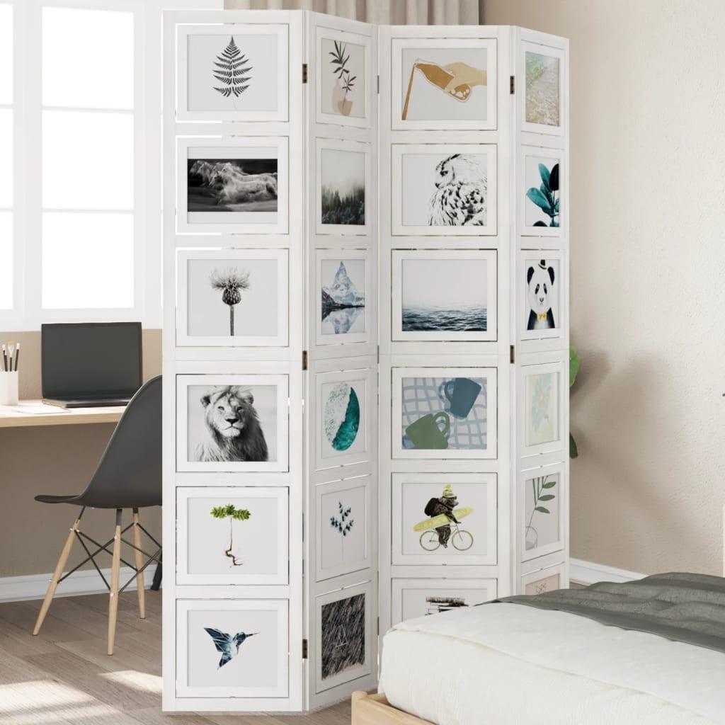 Rumdeler 4 paneler massivt kejsertræ hvid billede