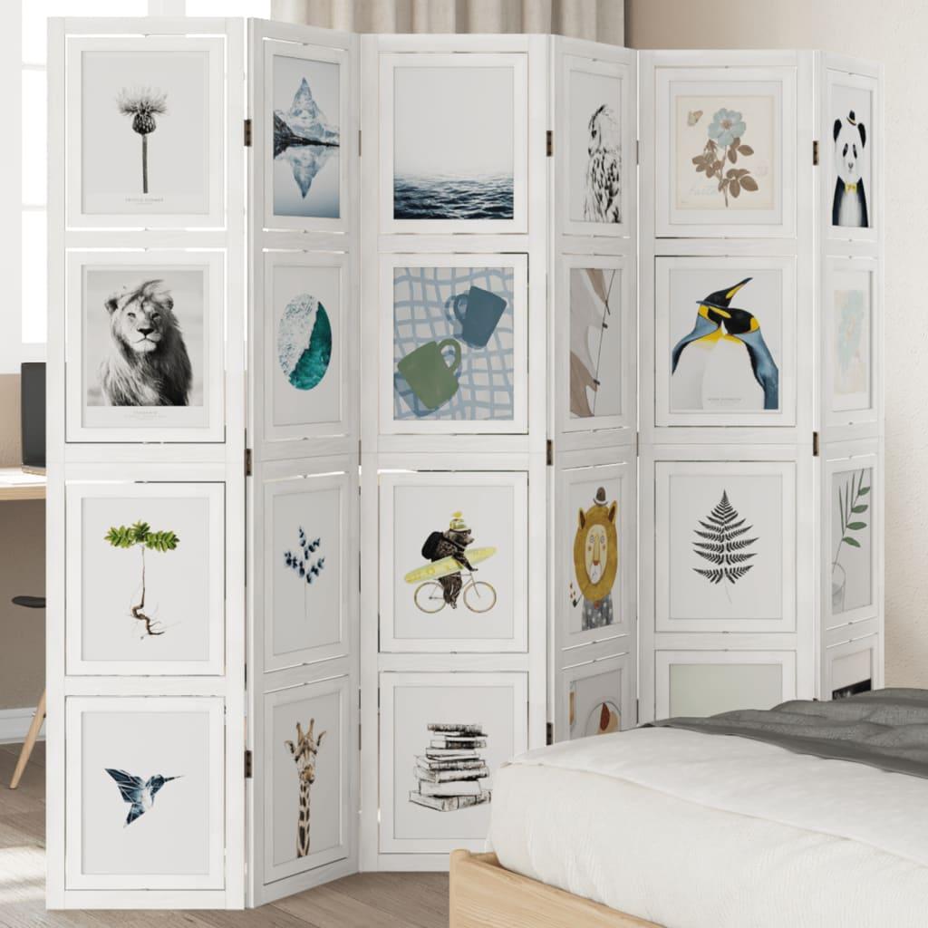 Rumdeler 6 paneler massivt kejsertræ hvid billede