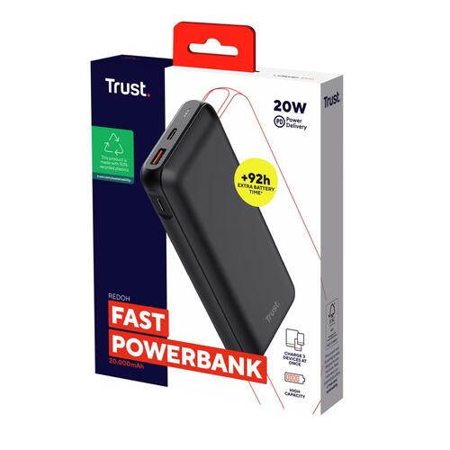 Powerbank Trust 24880 Sort 20000 mAh (1 enheder)