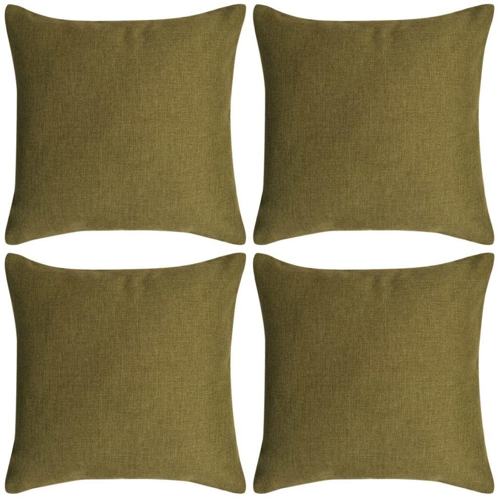 4 stk. pudebetræk linned-look grøn 40x40 cm