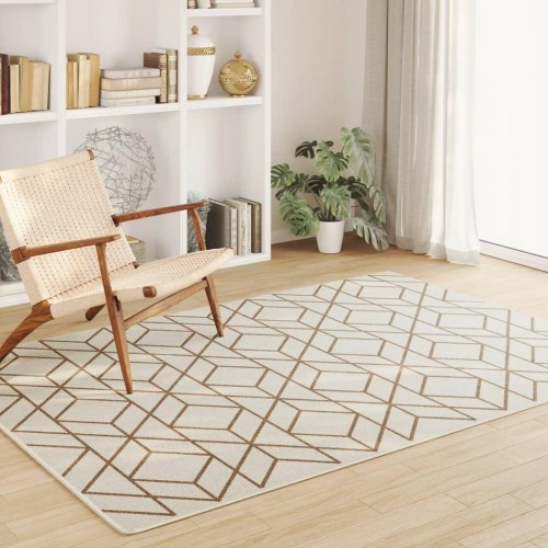 Gulvtæppe 160x230 cm inde/ude skridsikkert kort luv flerfarvet