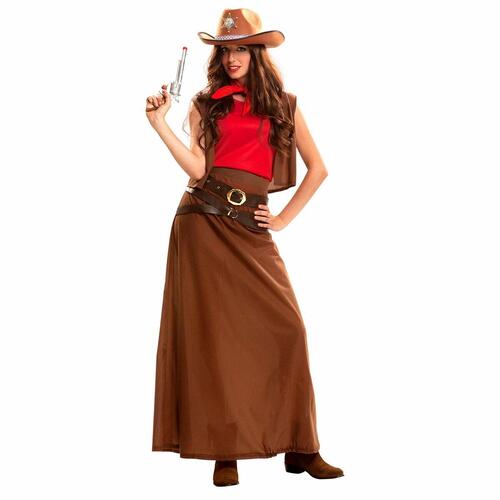 Kostume til voksne Rød Cowboy kvinde M/L (OUTLET A)