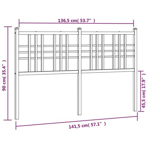 Sengegavl 137 cm metal hvid
