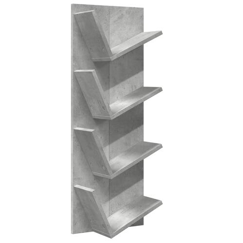 Vægmonteret bogreol 4 hylder 33x16x90 cm betongrå