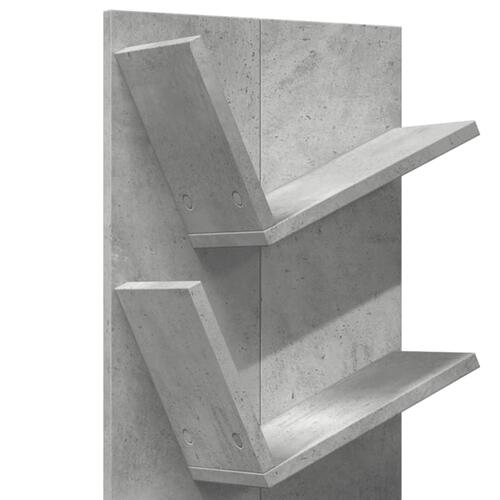 Vægmonteret bogreol 4 hylder 33x16x90 cm betongrå