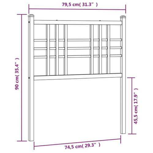 Sengegavl 75 cm metal sort