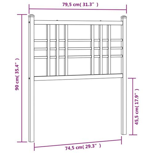 Sengegavl 75 cm metal hvid
