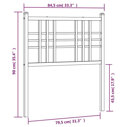 Sengegavl 80 cm metal hvid