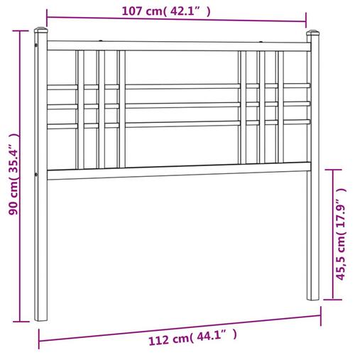 Sengegavl 107 cm metal hvid