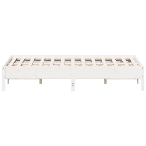 Sengeramme 150 x 200 cm i massivt fyrretræ - hvid