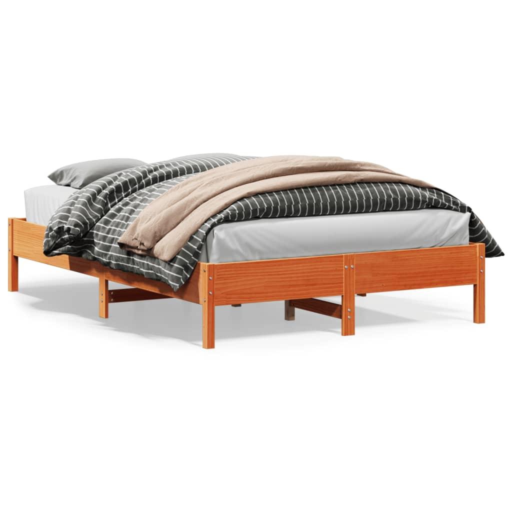 Sengeramme uden madras 150x200 cm massivt fyrretræ gyldenbrun