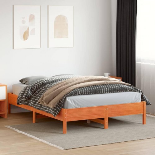 Sengeramme i massivt fyrretræ 150 x 200 cm - gyldenbrun